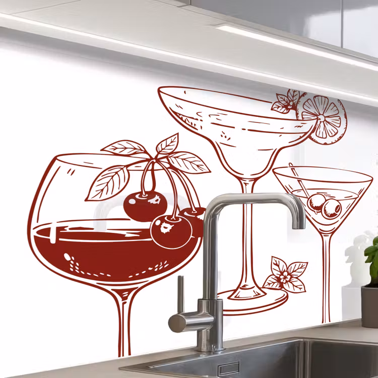 Crédence cuisine - Verres - Cocktails - Rouge — 1