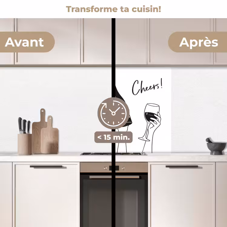 Crédence cuisine - Boire - Noir - Blanc — 2