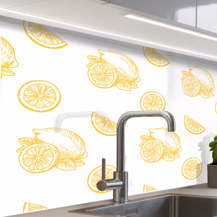Crédence cuisine - Citron - Motif - Jaune — 1
