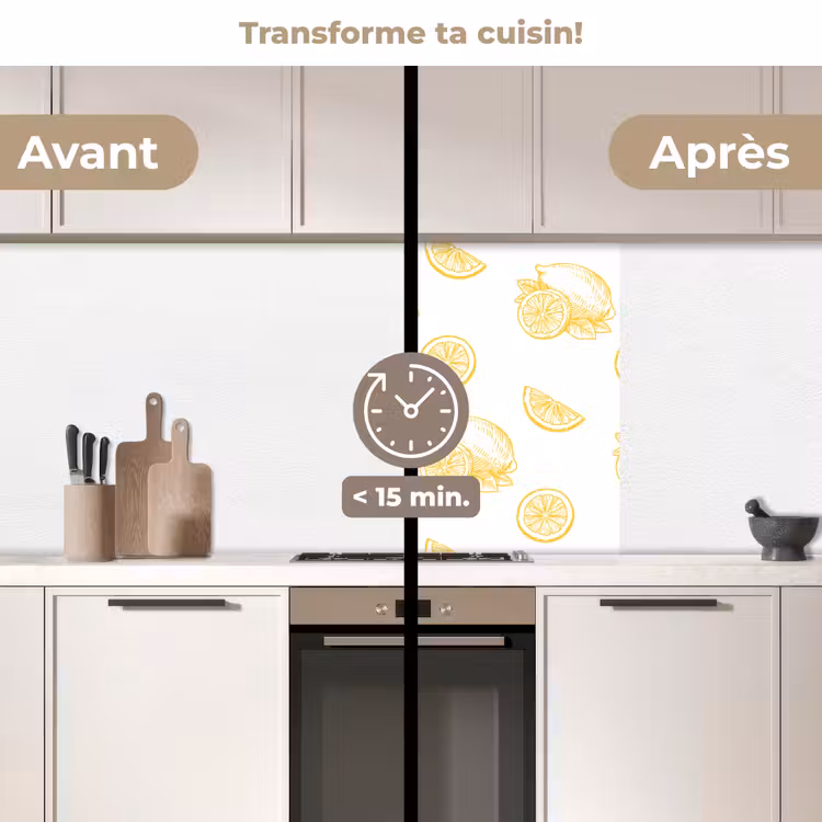 Crédence cuisine - Citron - Motif - Jaune — 2