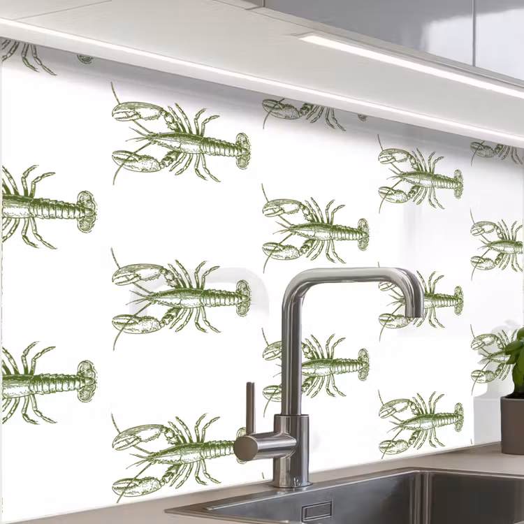 Crédence cuisine - Homards - Vert - Motif — 1