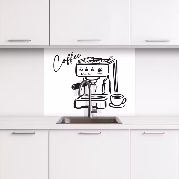 Crédence cuisine - Machine à expresso - Noir - Blanc — 3