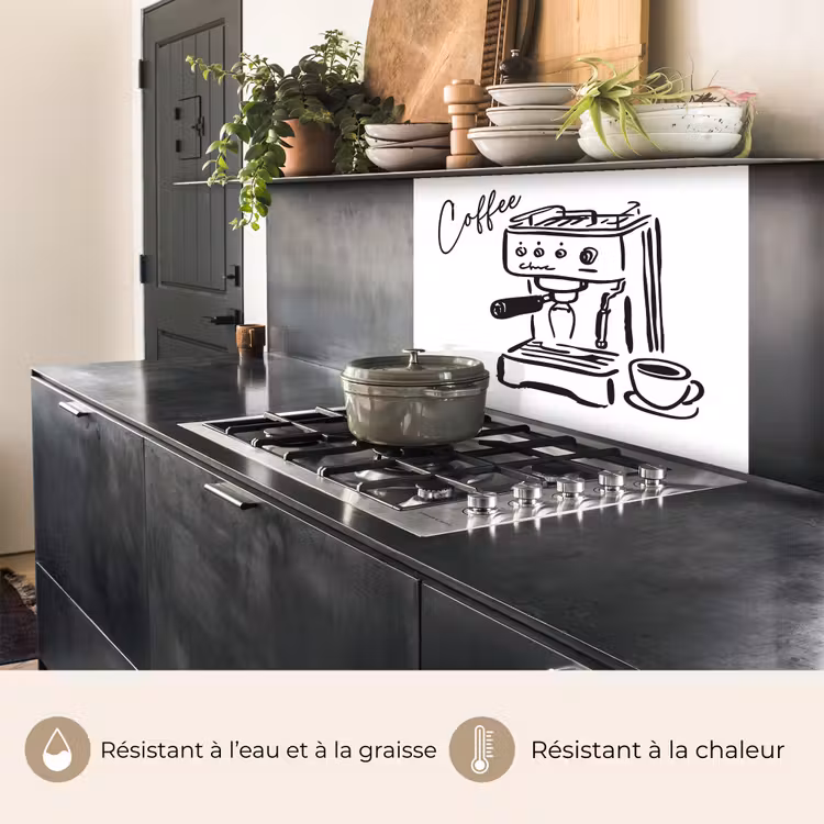 Crédence cuisine - Machine à expresso - Noir - Blanc — 4