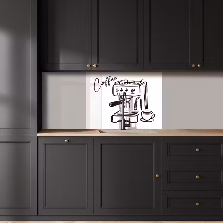 Crédence cuisine - Machine à expresso - Noir - Blanc — 5