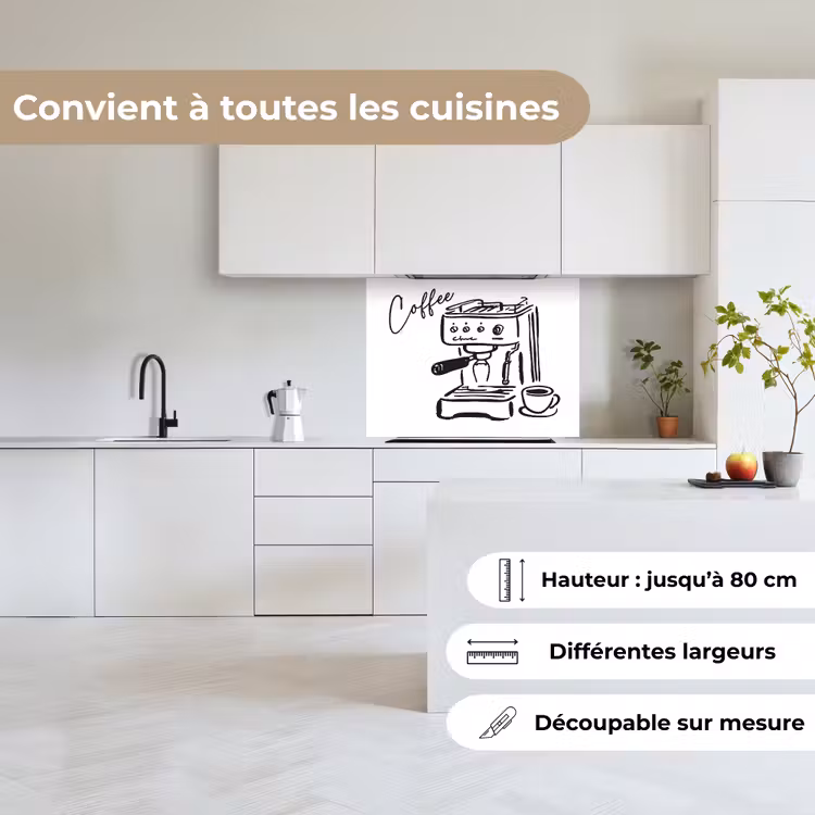 Crédence cuisine - Machine à expresso - Noir - Blanc — 6
