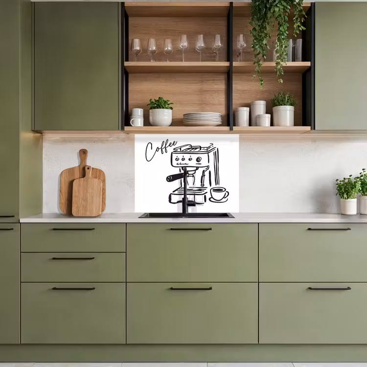 Crédence cuisine - Machine à expresso - Noir - Blanc — 7