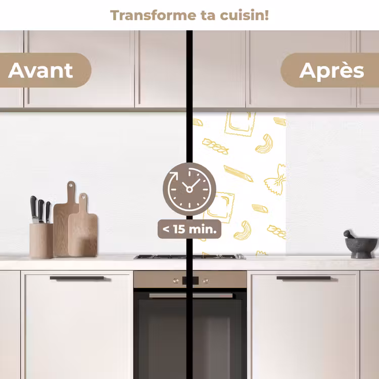 Crédence cuisine - Pâtes - Jaune - Blanc - Motif — 2