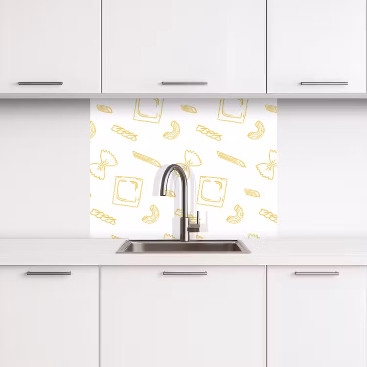 Crédence cuisine - Pâtes - Jaune - Blanc - Motif — 3