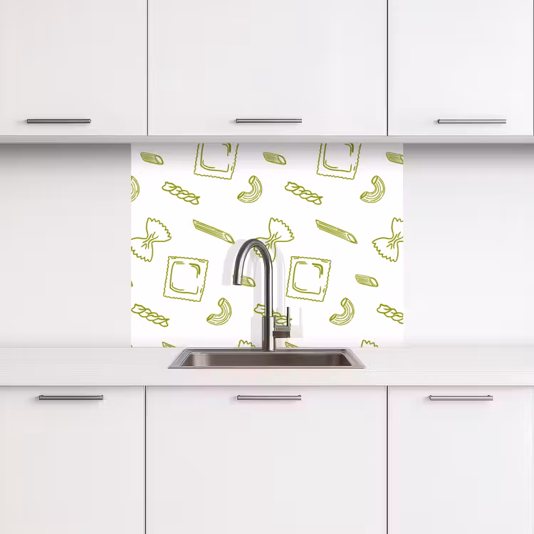 Crédence cuisine - Pâtes - Vert - Blanc - Motif — 3