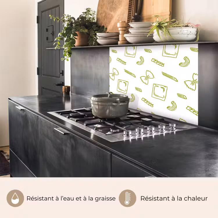 Crédence cuisine - Pâtes - Vert - Blanc - Motif — 4