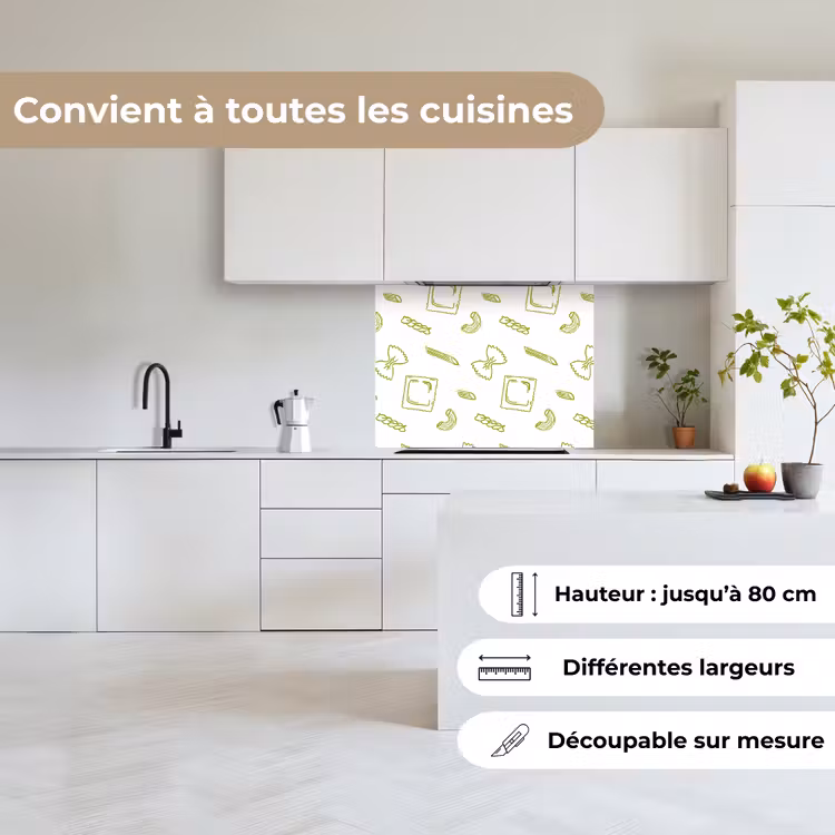 Crédence cuisine - Pâtes - Vert - Blanc - Motif — 6