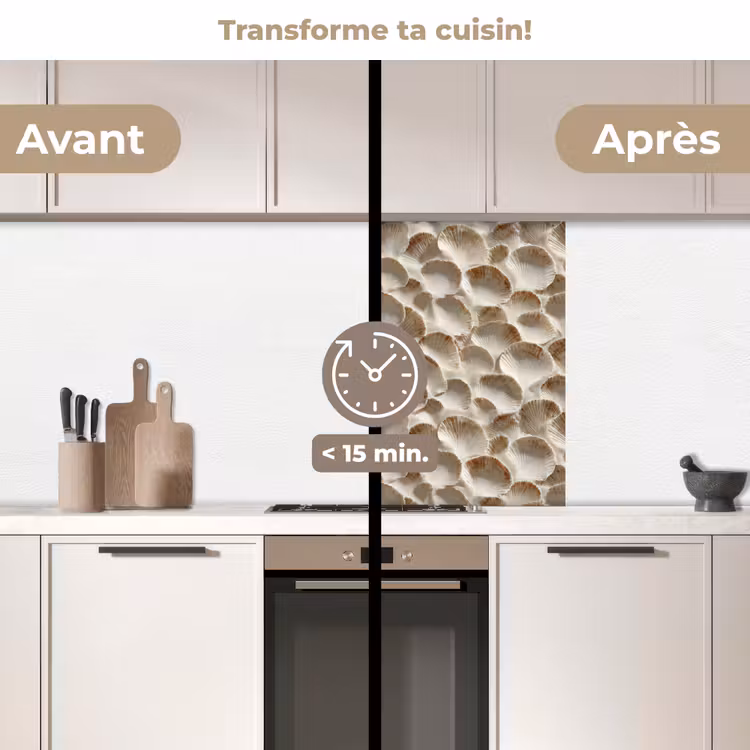 Crédence cuisine - Coquilles - Forme d'éventail - Blanc — 2