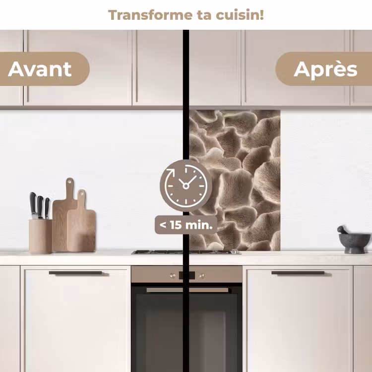 Crédence cuisine - Forme éventail - Beige - Texture fibre — 2