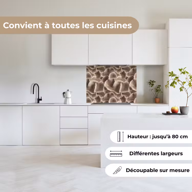Crédence cuisine - Forme éventail - Beige - Texture fibre — 6