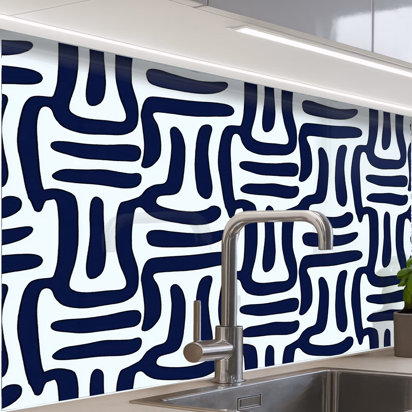 Crédence cuisine - Abstrait - Moderne - Bleu — 1
