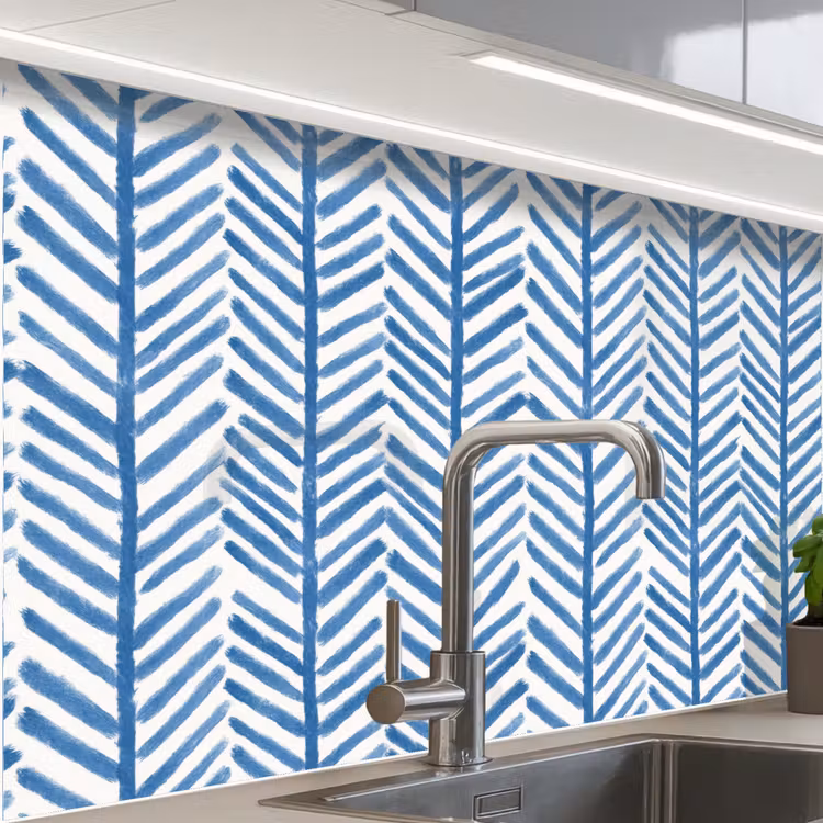 Crédence cuisine - Motif - Rayures - Bleu — 1