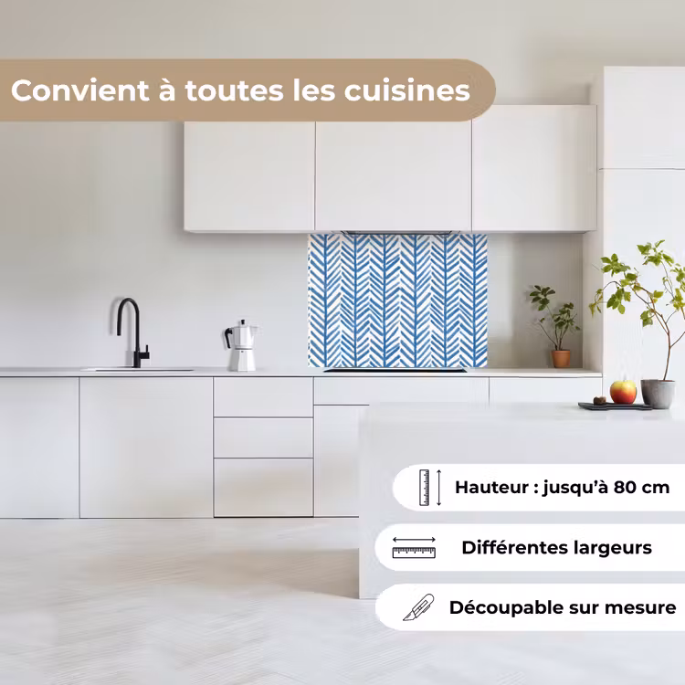 Crédence cuisine - Motif - Rayures - Bleu — 6
