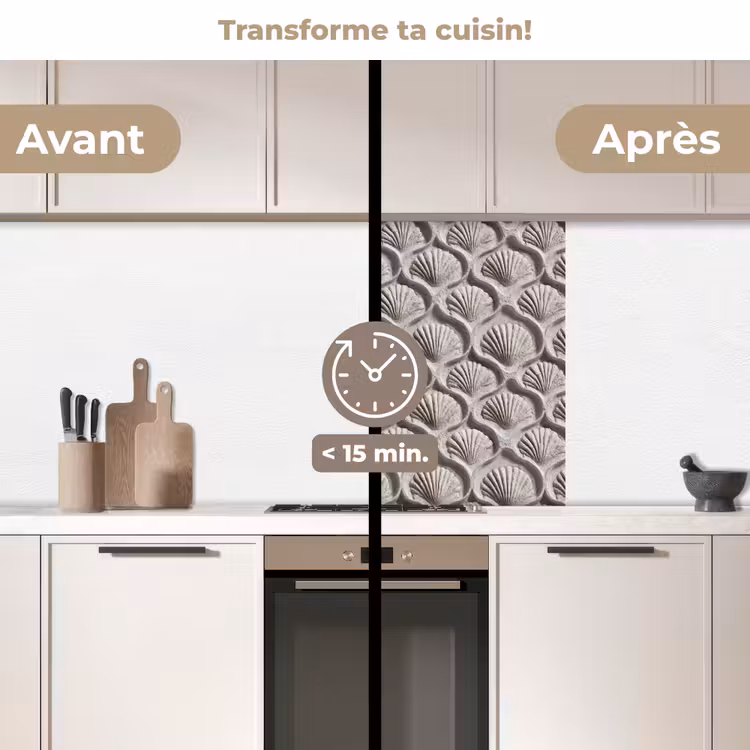 Crédence cuisine - Sable - Forme de coquillage - Gris — 2