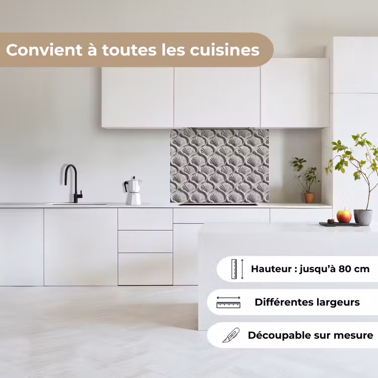 Crédence cuisine - Sable - Forme de coquillage - Gris — 6