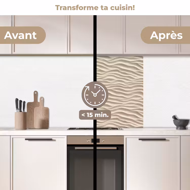 Crédence cuisine - Sable - Vagues - Beige — 2