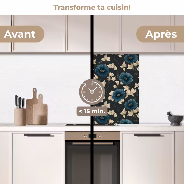 Crédence cuisine - Botanique - Fleurs - Bleu — 2