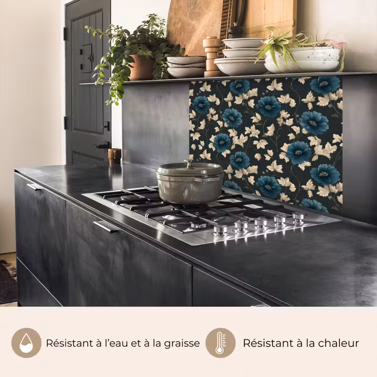 Crédence cuisine - Botanique - Fleurs - Bleu — 4