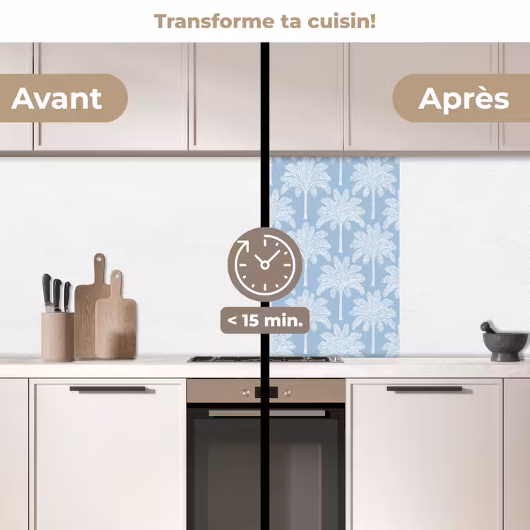 Crédence cuisine - Palmier - Moderne - Bleu — 2