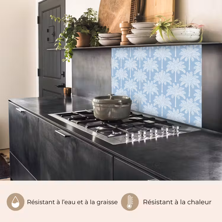 Crédence cuisine - Palmier - Moderne - Bleu — 4