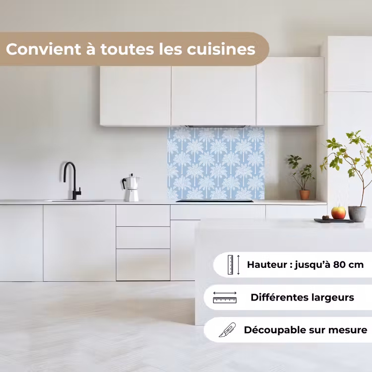 Crédence cuisine - Palmier - Moderne - Bleu — 6