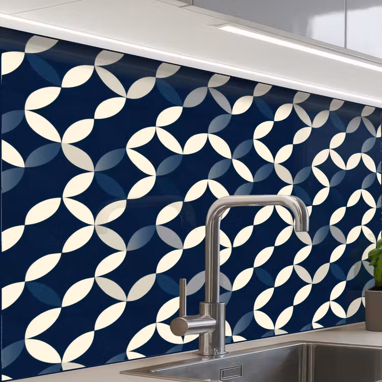 Crédence cuisine - Abstrait - Motif - Bleu — 1