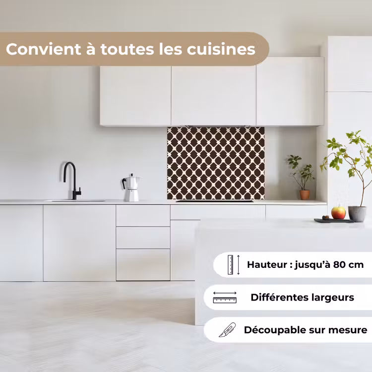 Crédence cuisine - Marron - Motif à carreaux - Géométrique — 6