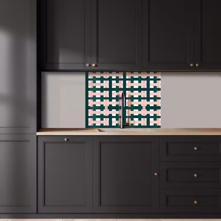Crédence cuisine - Motif tressé - Vert - Rose - Graphique — 5