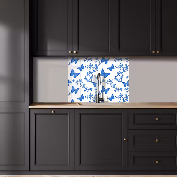 Crédence cuisine - Papillon - Fleurs - Bleu — 5