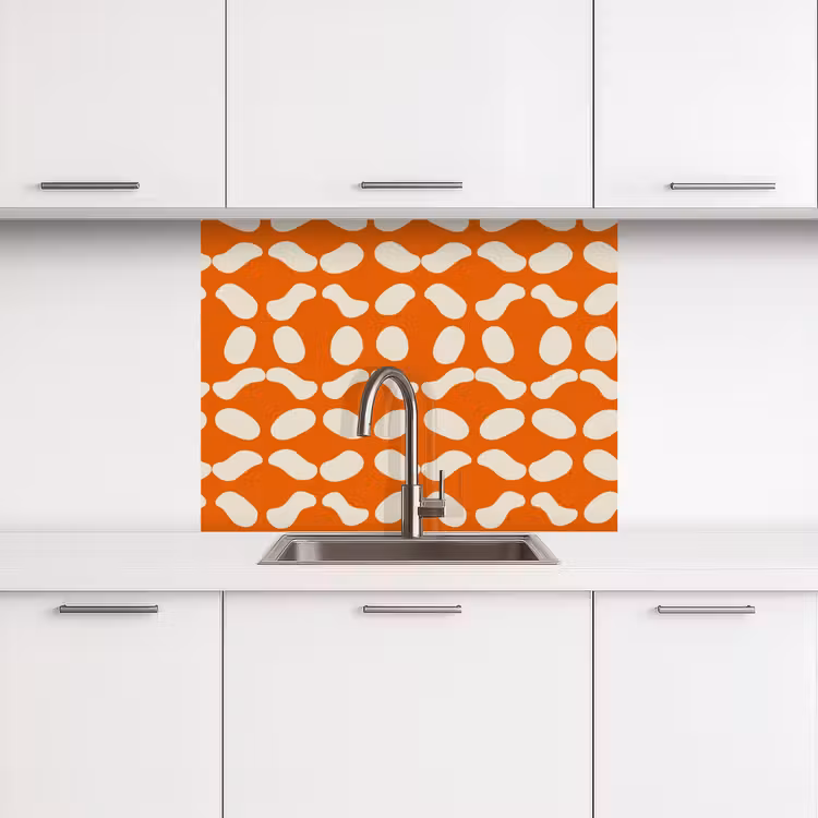 Crédence cuisine - Orange - Formes organiques - Blanc — 3