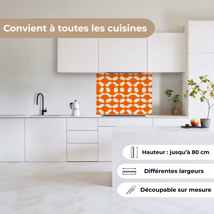 Crédence cuisine - Orange - Formes organiques - Blanc — 6
