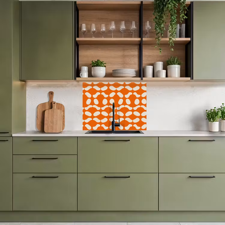 Crédence cuisine - Orange - Formes organiques - Blanc — 7