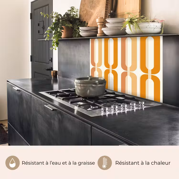 Crédence cuisine - Forme en U - Rétro - Orange — 4