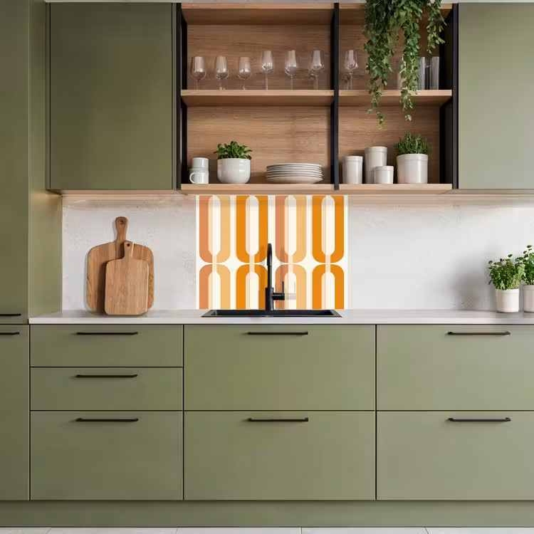 Crédence cuisine - Forme en U - Rétro - Orange — 7