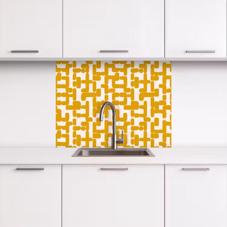 Crédence cuisine - Jaune - Beige - Motif — 3