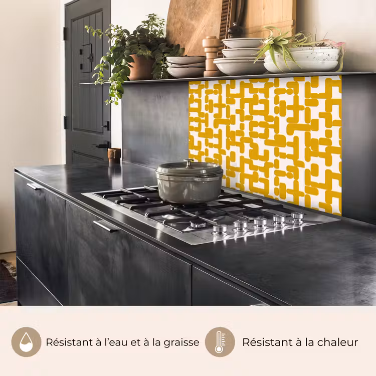 Crédence cuisine - Jaune - Beige - Motif — 4