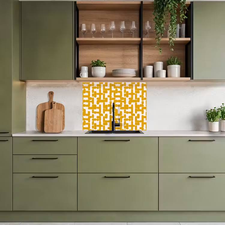 Crédence cuisine - Jaune - Beige - Motif — 7
