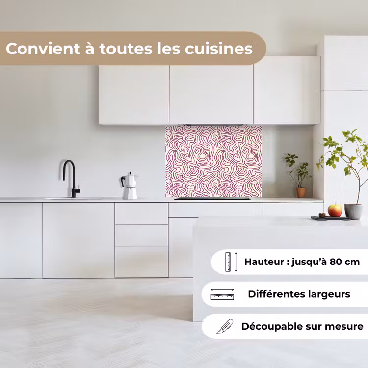 Crédence cuisine - Ligne d'enroulement - Magenta - Crème — 6