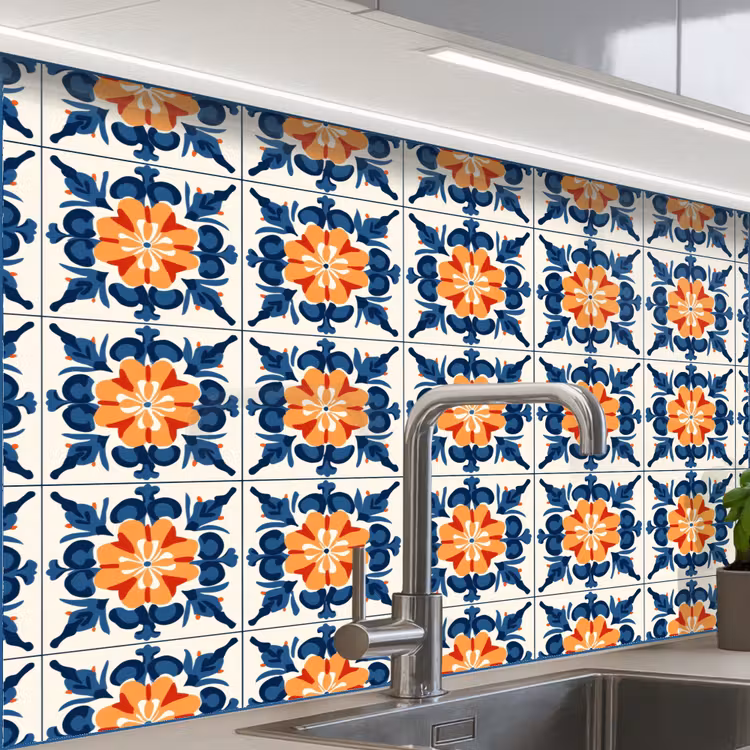 Crédence cuisine - Traditionnel - Carrelage - Orange — 1