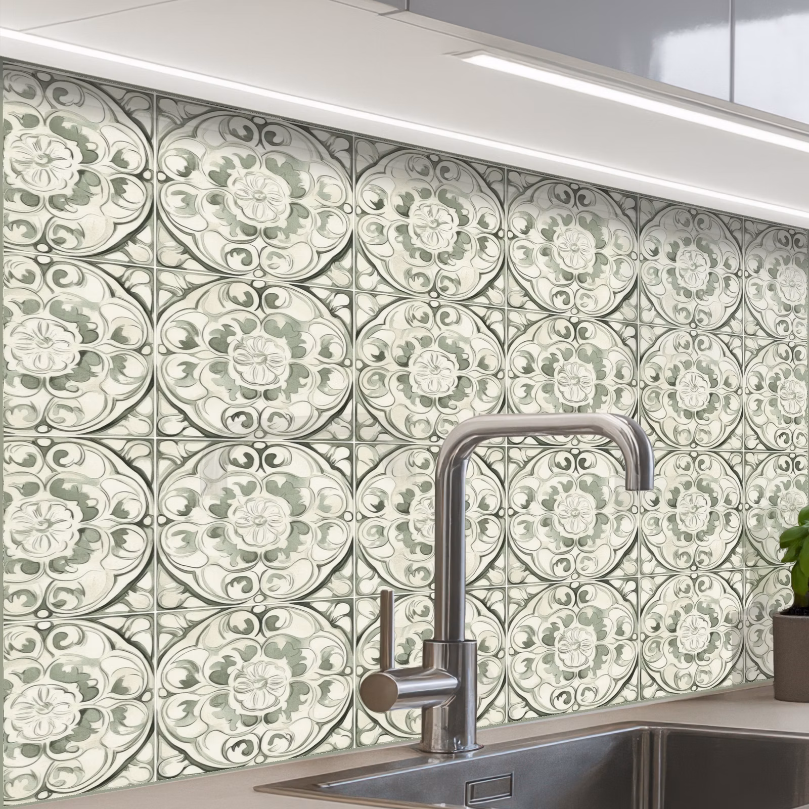 Crédence cuisine - Ornement curly - Tile - Green — 1