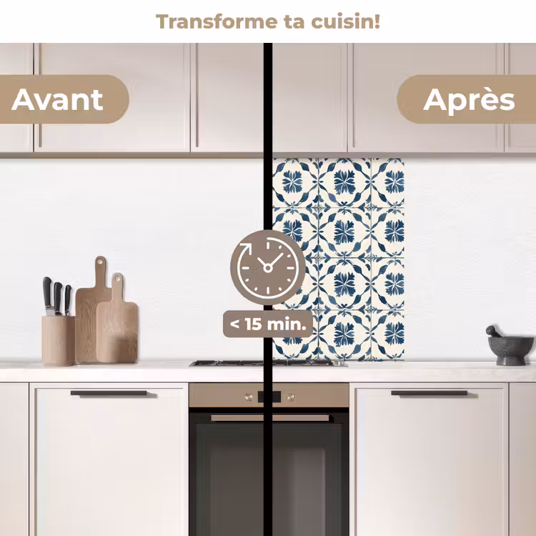 Crédence cuisine - Graphique - Carrelage - Bleu — 2