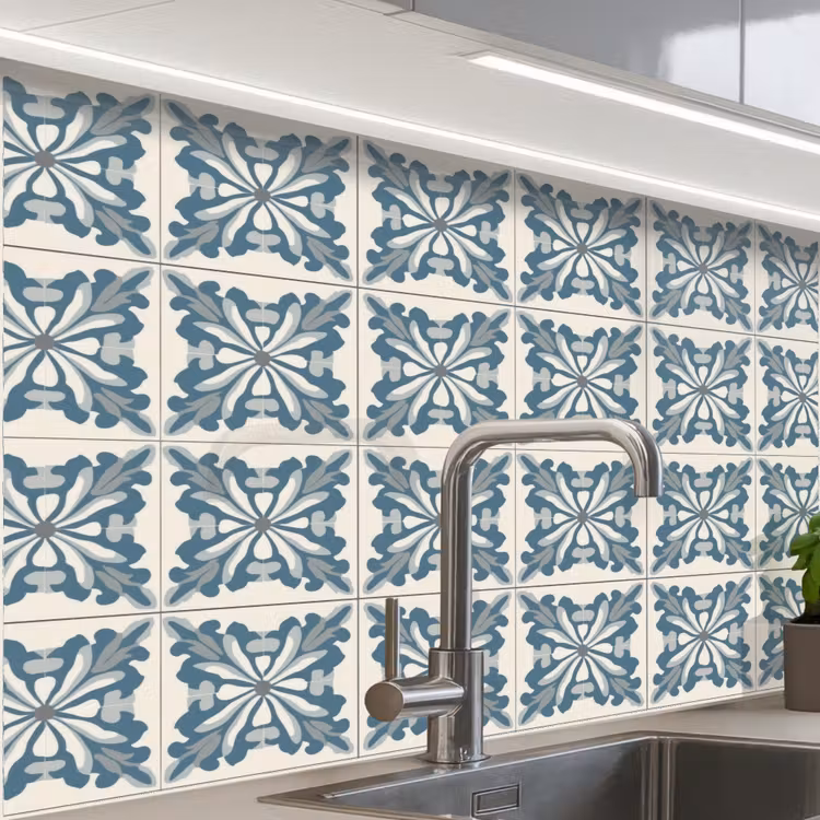 Crédence cuisine - Motif - Carrelage - Bleu — 1