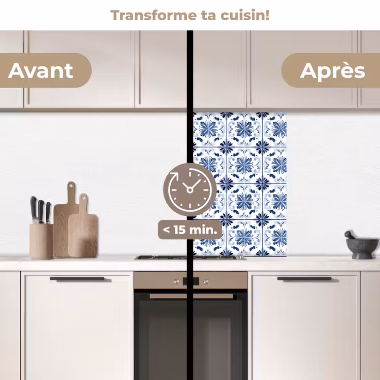 Crédence cuisine - Motif - Carrelage - Bleu — 2