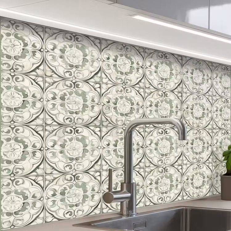 Crédence cuisine - Ornement curly - Tile - Green — 1