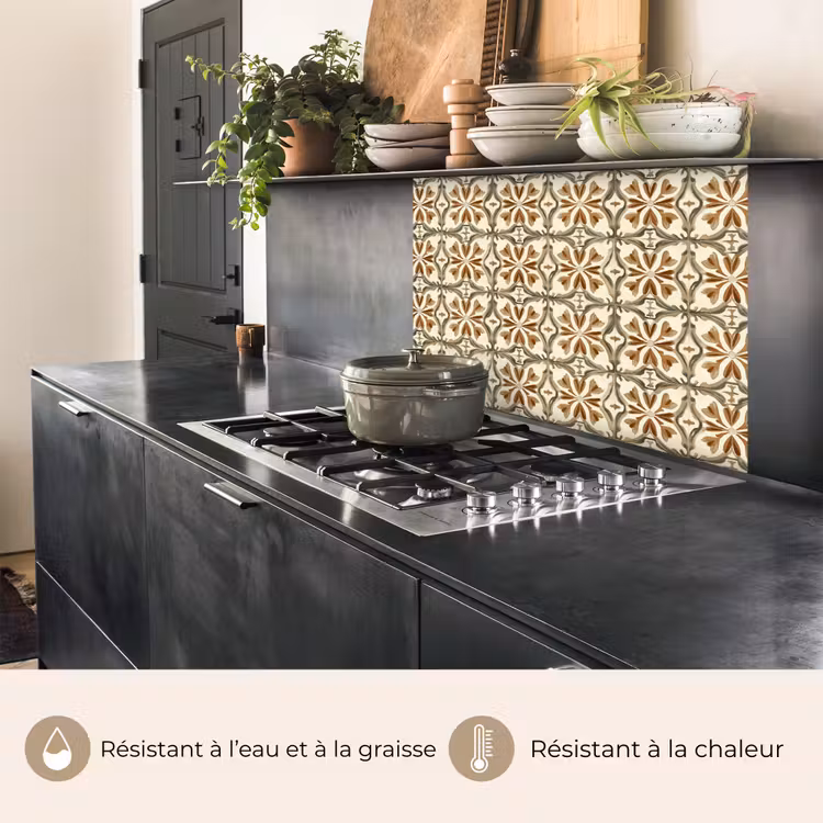 Crédence cuisine - Carreau ornemental - Motif - Marron — 4