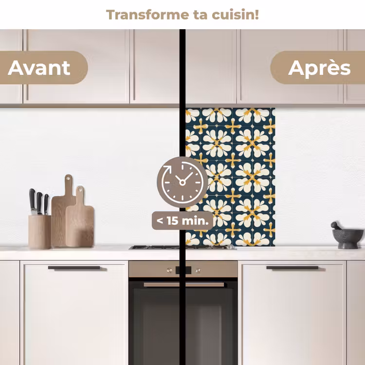 Crédence cuisine - Motif - Carrelage - Jaune ocre — 2